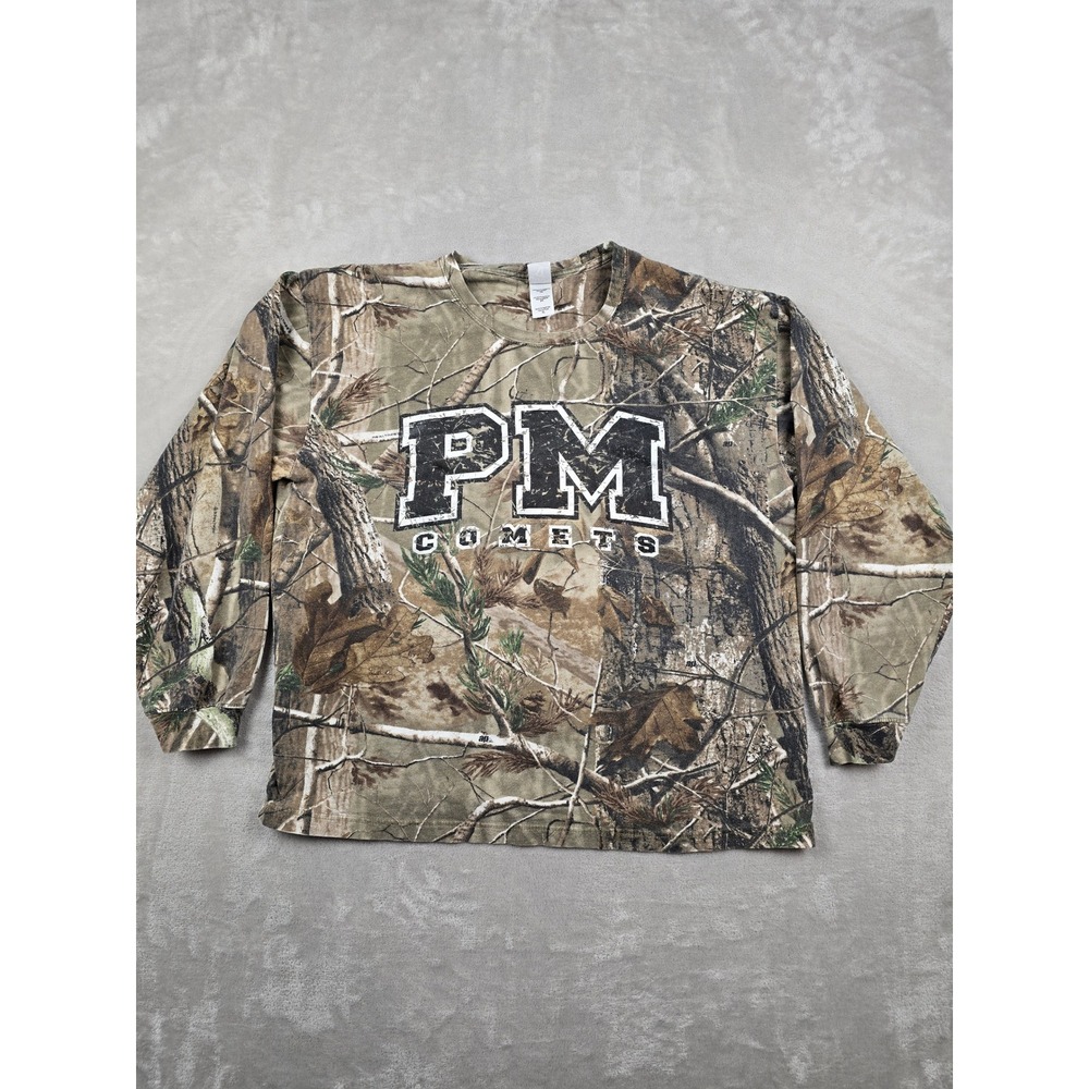 Code V Long Sleeve T-Shirt Women XL Brown Realtree‎ Camo PM Comets Graphic Tee